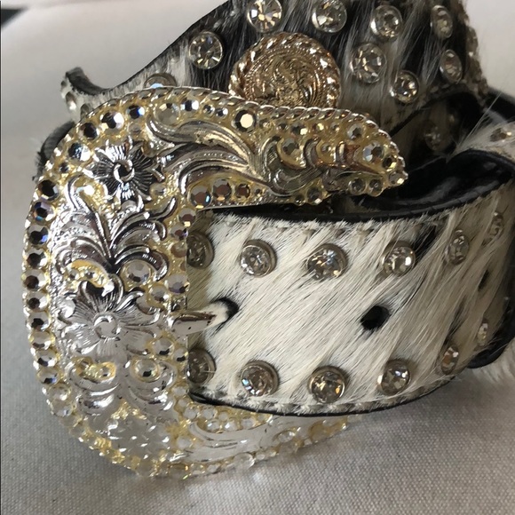 ⭐️ HAIR ON SCALLOPED WESTERN BELT WITH SWAROVSKI - Picture 5 of 16